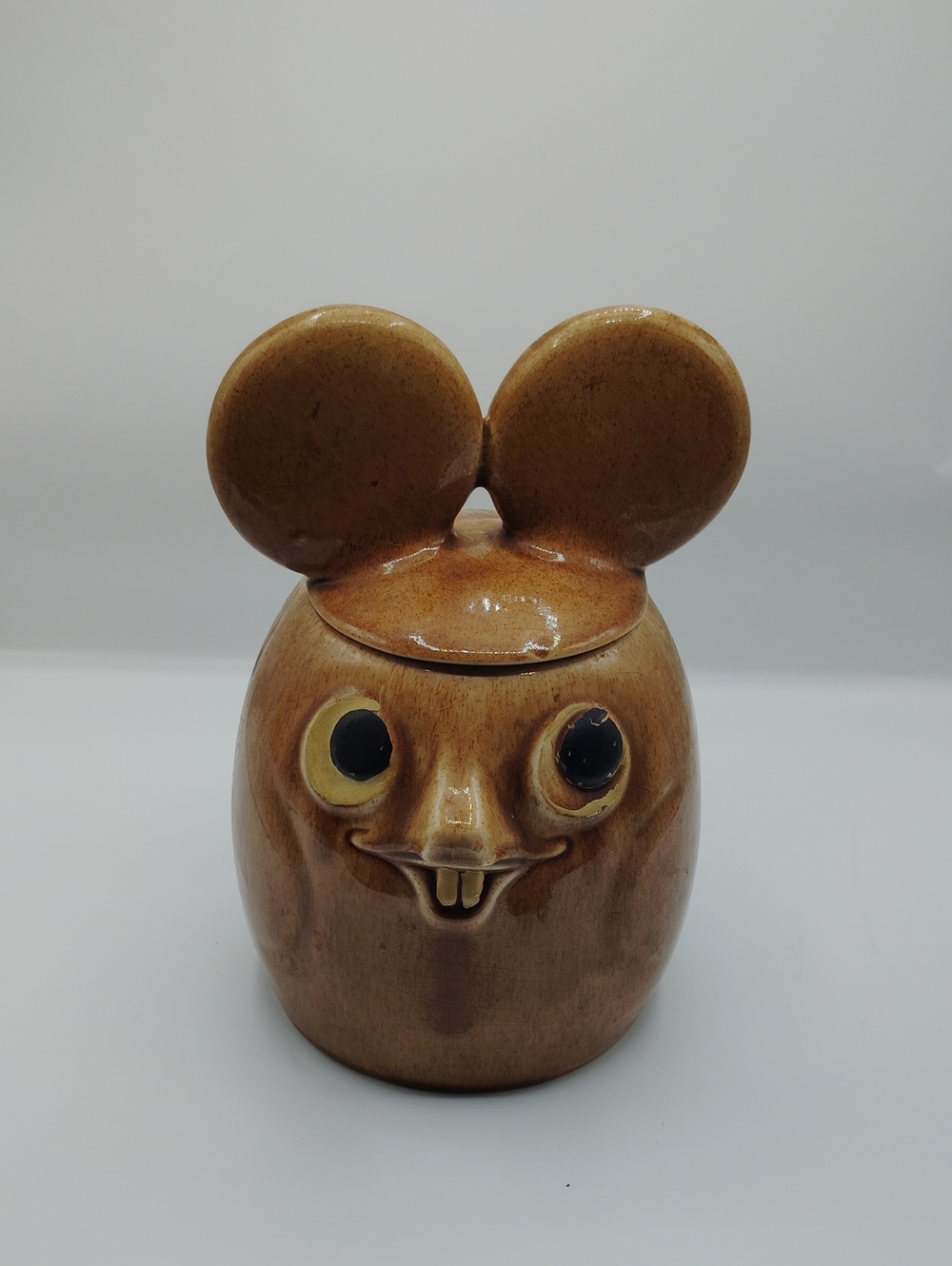 CREEPY RARE .... MCcoy FAKIE Brown Ceramic Mouse cookie Jar
